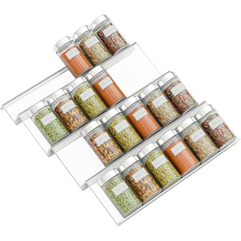 1-4 Tier Acrylic Spice Drawer Organizer – Expandable Acrylic Spice Rack for Kitchen Storage