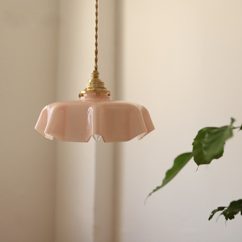 Lampadario e soffitto in vetro retro con fiori drappeggiati