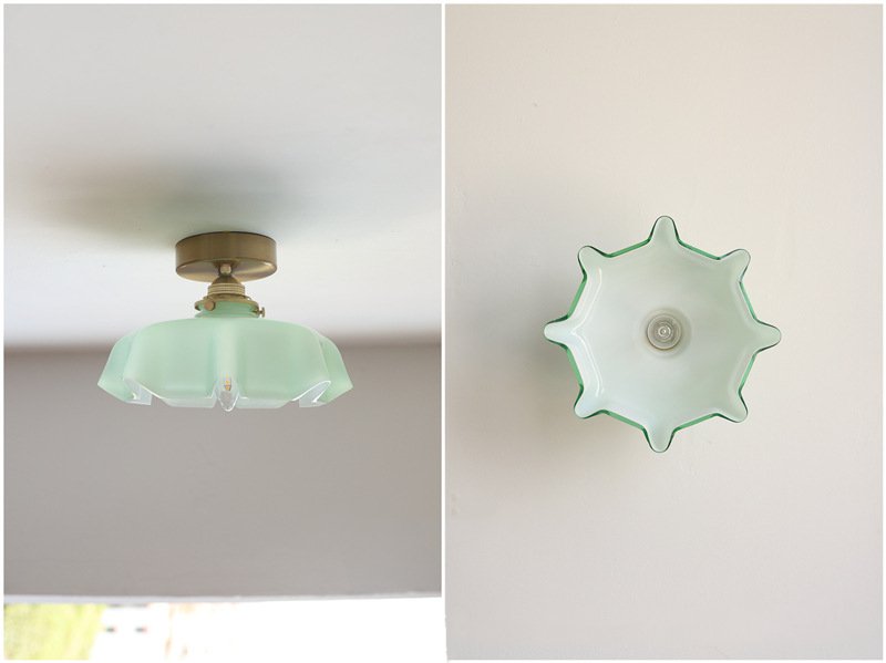 Lampadario e soffitto in vetro retro con fiori drappeggiati