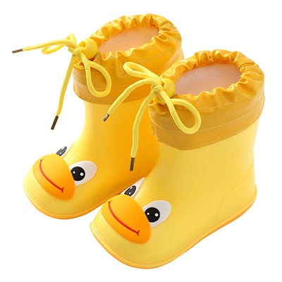 Children’s Animal-Themed Rain Boots – Waterproof, Snug Fit, Lace-Up Liners, Multiple Sizes