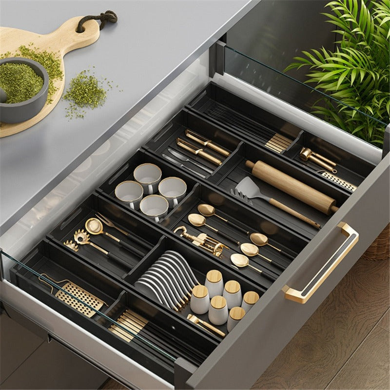 Aluminium Kitchen Cutlery Drawer Organizer Trays