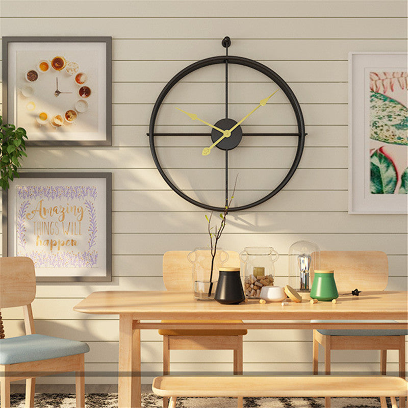 Reloj de Pared de Metal Minimalista Negro Grande