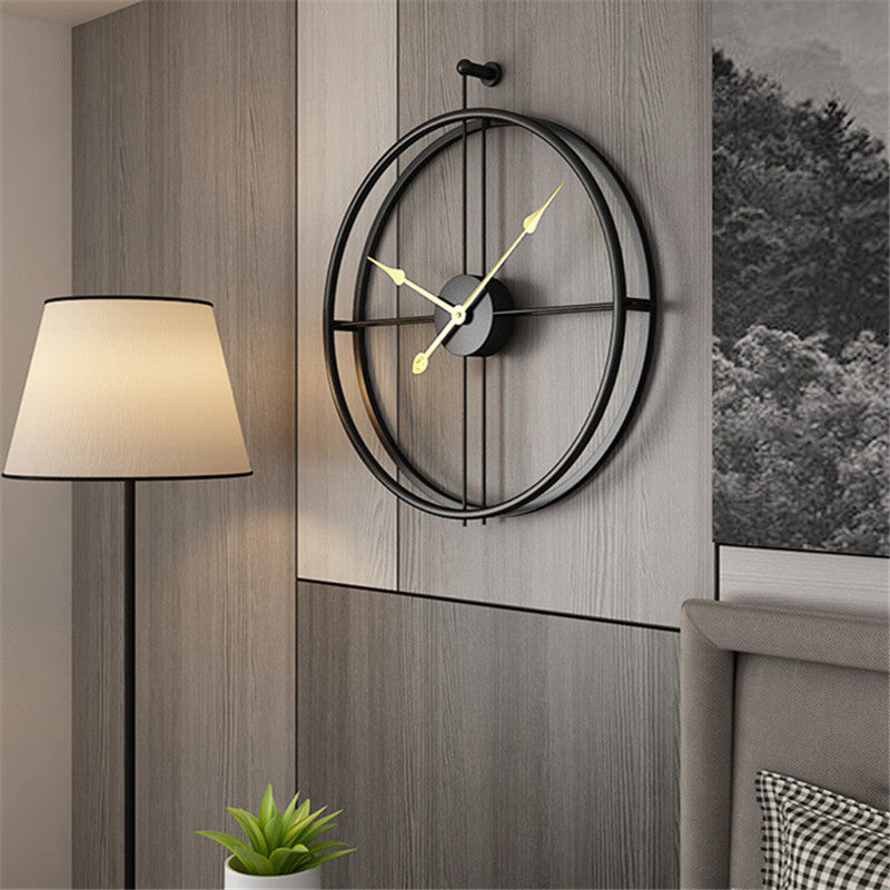 Reloj de Pared de Metal Minimalista Negro Grande