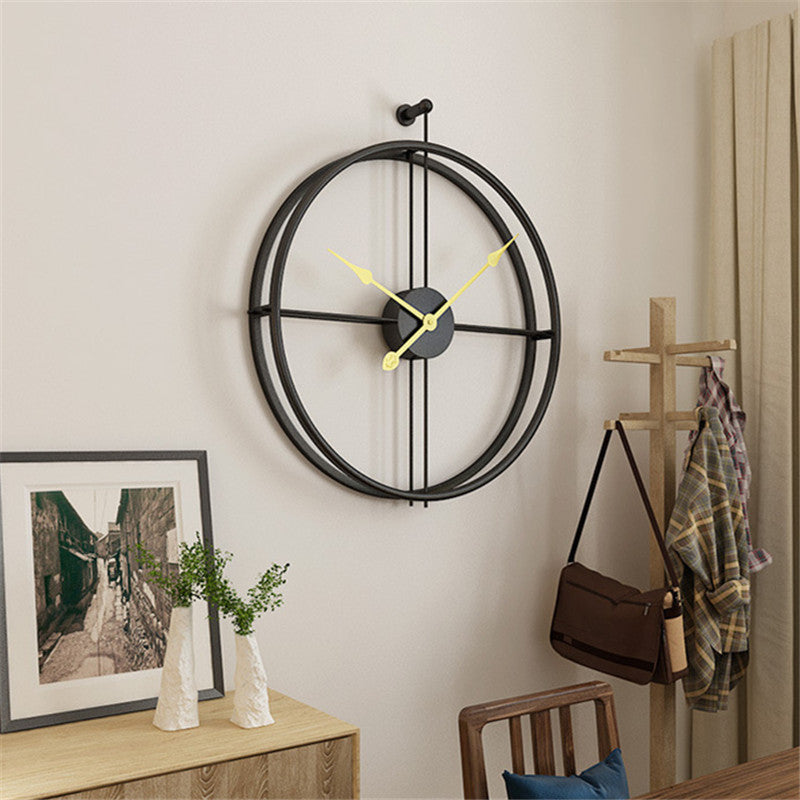 Reloj de Pared de Metal Minimalista Negro Grande