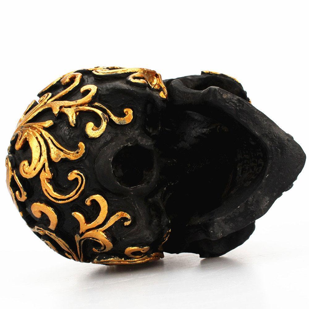 Golden Carving Black Skull Skulptur