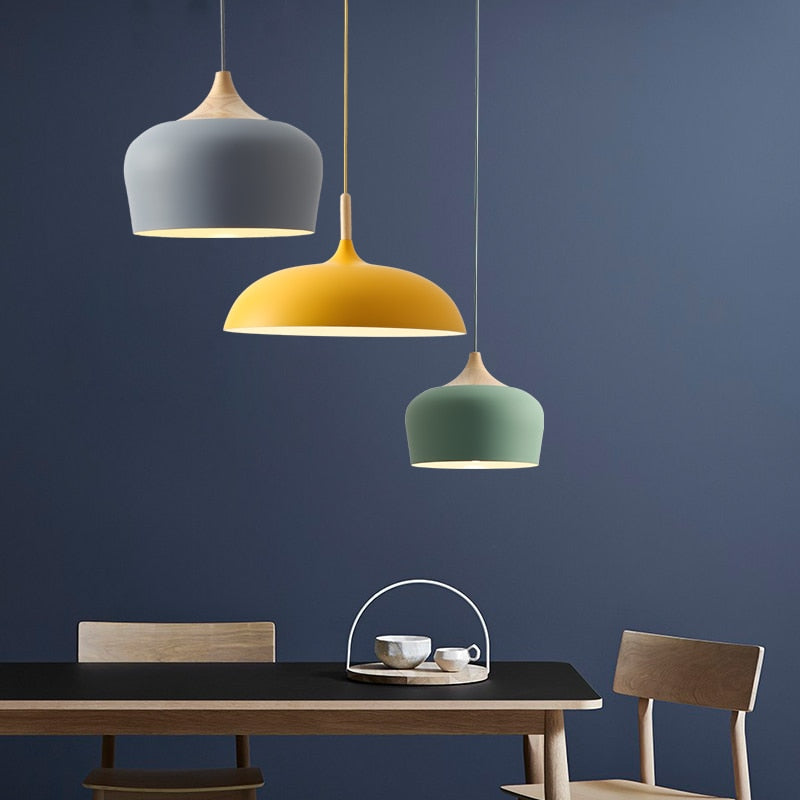 Soft Pastel Palette Pendant Lights in Metal & Wood