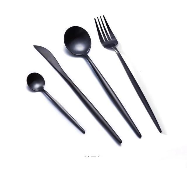 Stainless Steel Black Cutlery Tableware Set