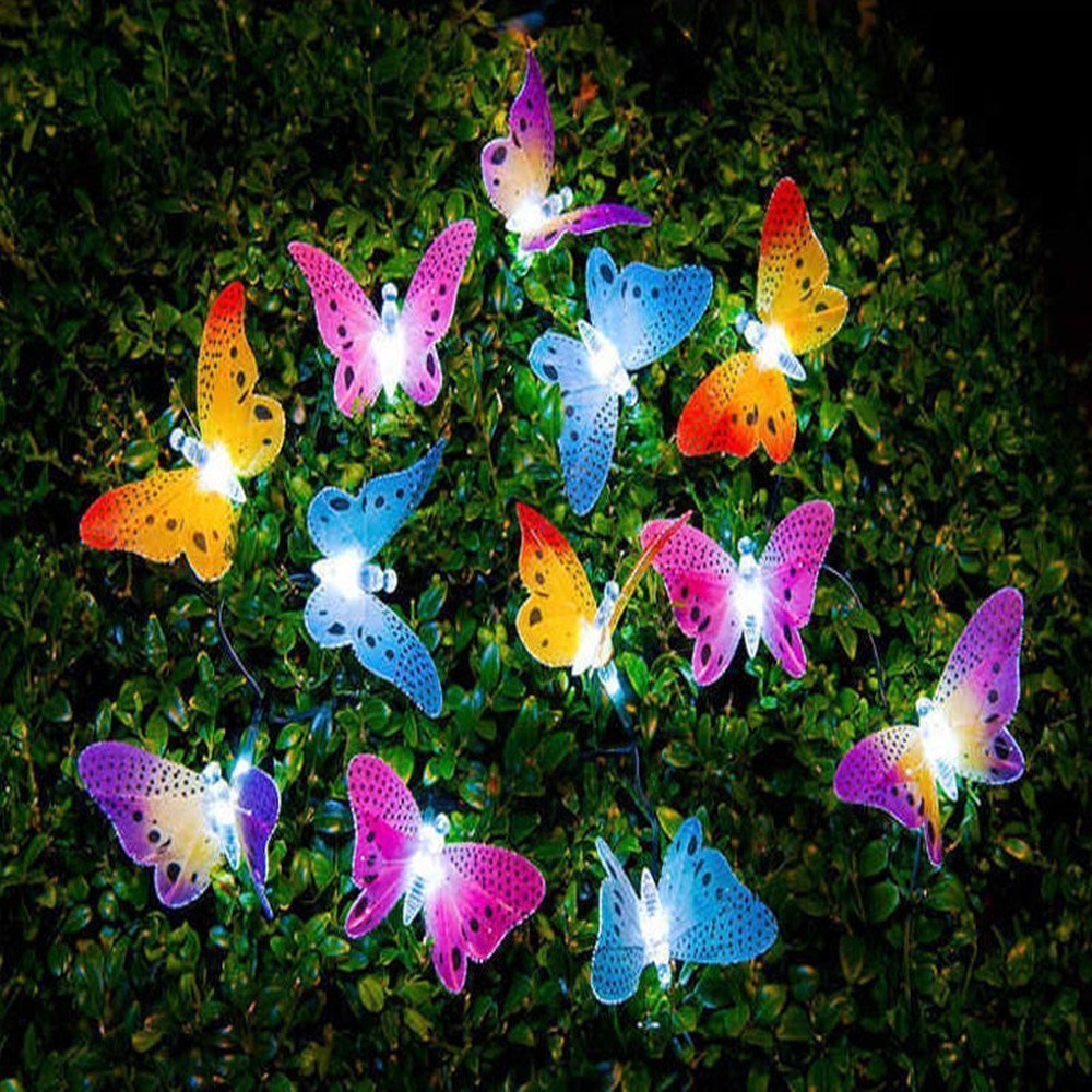 Luces LED de cadena de mariposas con energía solar