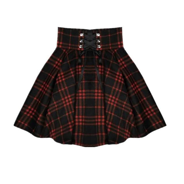 Red Plaid Skirt (Up to 4XL)