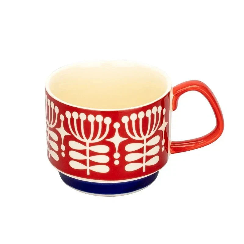 Taza de café apilable colorida del estilo retro