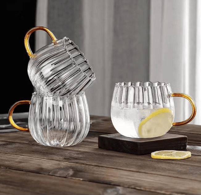 Ridged Heatproof Glass Jug and Cups