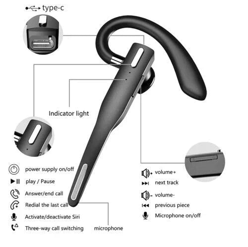 Trucker Cuffie/auricolari wireless Bluetooth 5.1 con doppio microfono e cancellazione del rumore