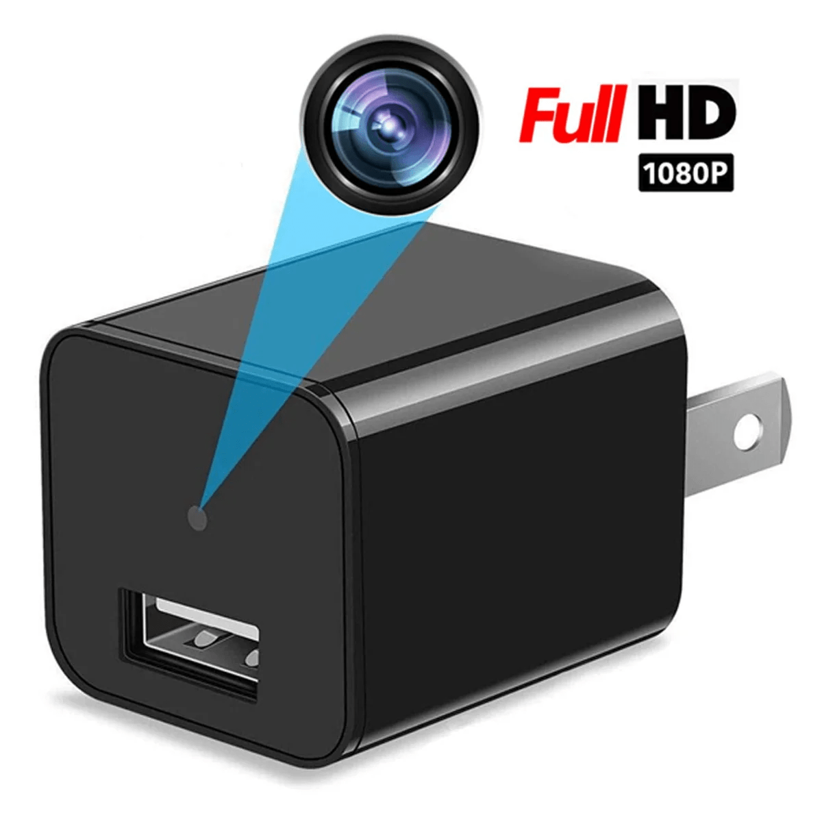 Streaming WiFi HD 1080P + enregistrement activé par le mouvement, chargeur mural USB, caméra cachée