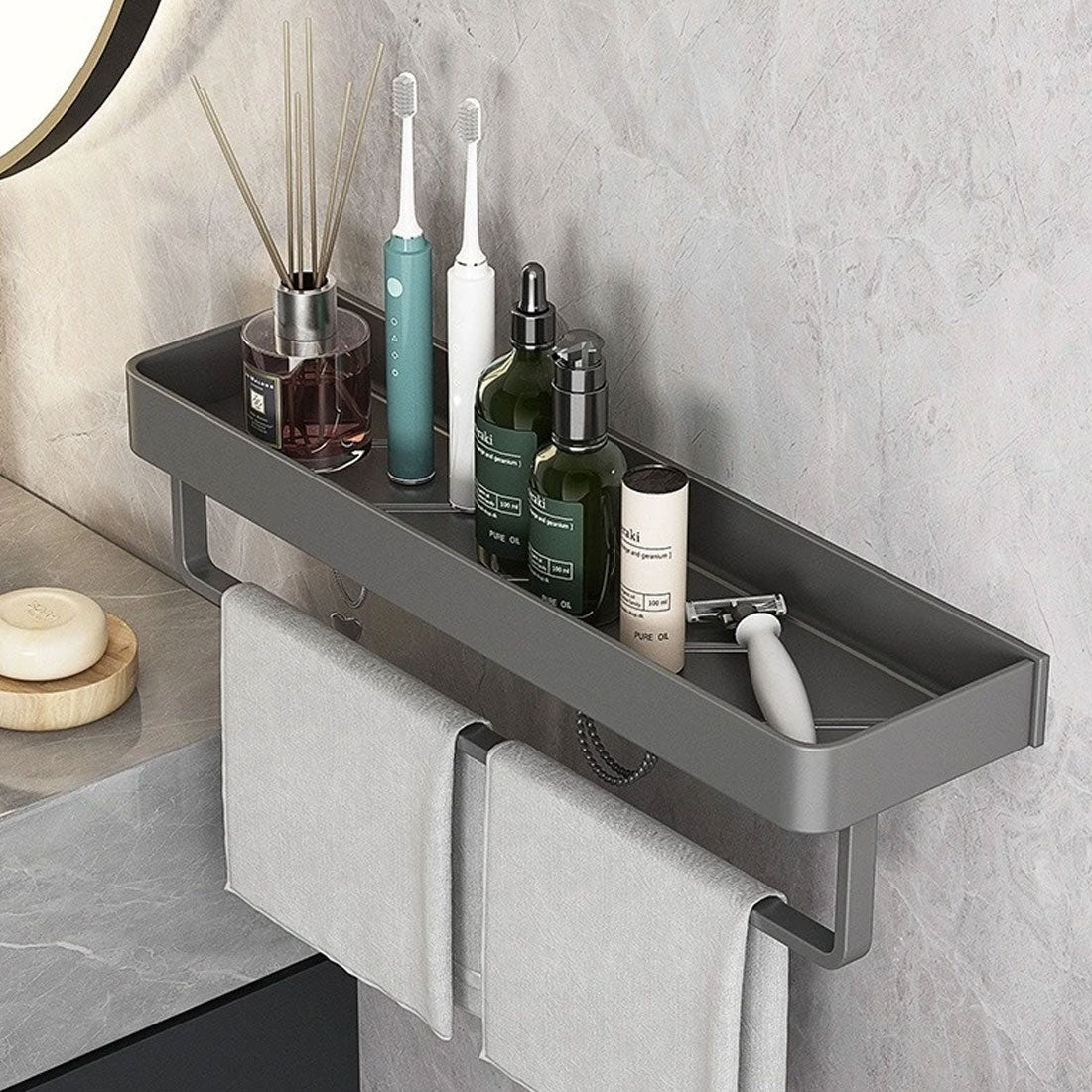 Mensole da bagno grigie contemporanee ed eleganti