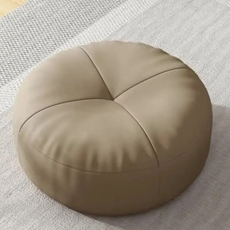 Vloerkussen van nappaleer in Japanse stijl – zachte katoenen vulling, ronde tatami-futon voor lounge- en balkoncomfort