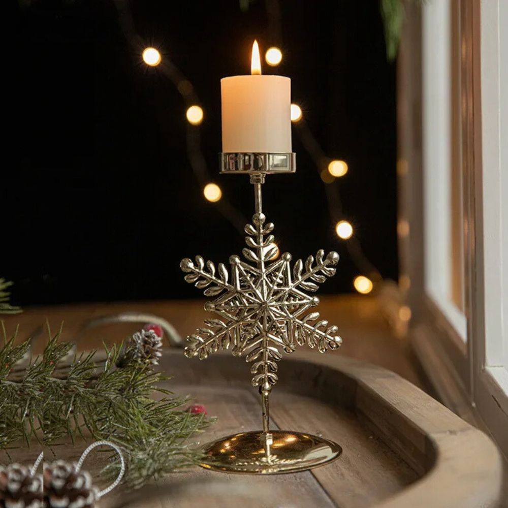 Golden Christmas Candle Holder