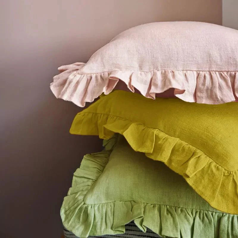 Soft Linen Ruffle Cushion Cover