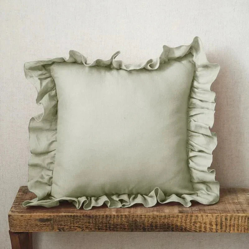 Soft Linen Ruffle Cushion Cover