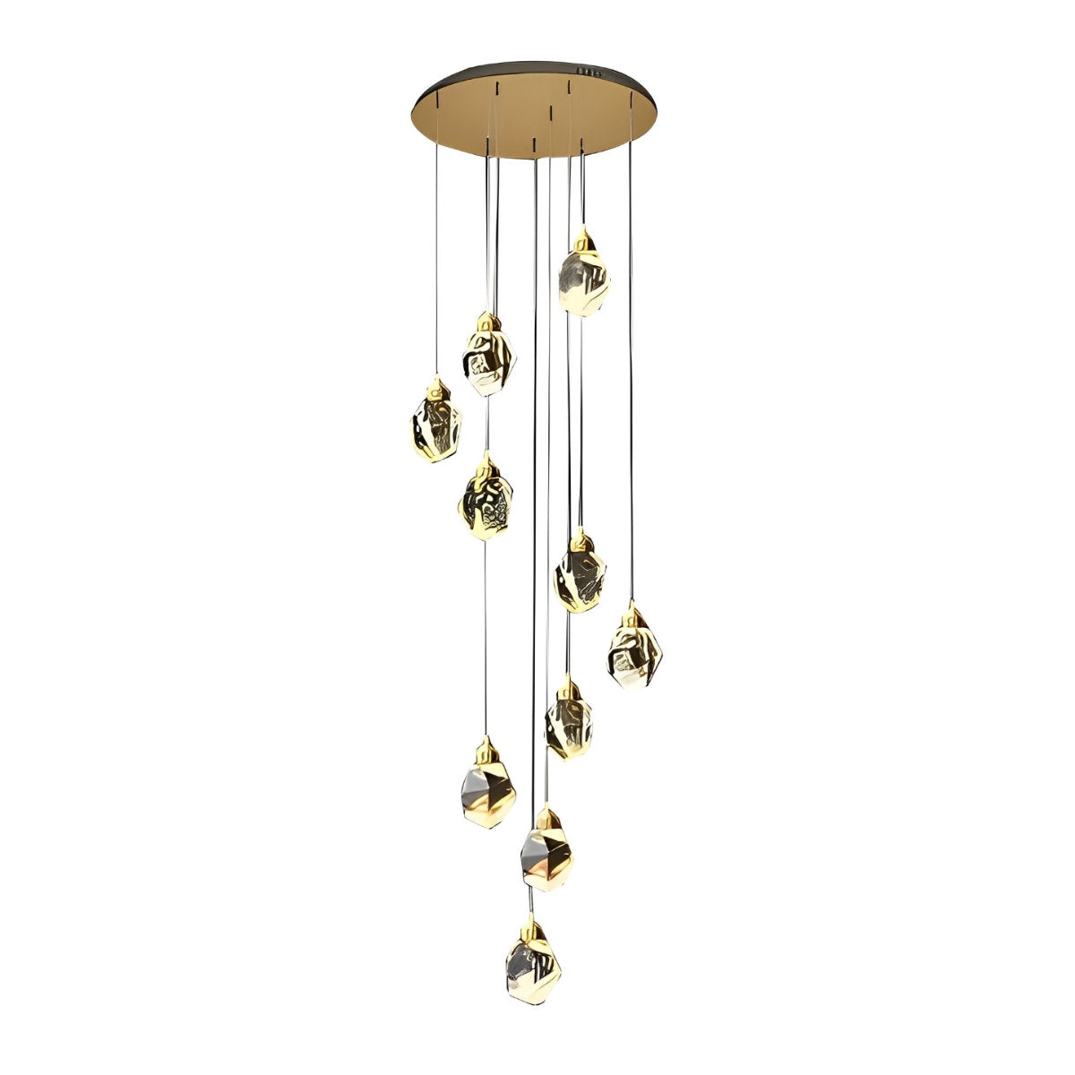 Spiral Crystal Droplets Metal Modern Duplex Staircase Pendant Chandelier