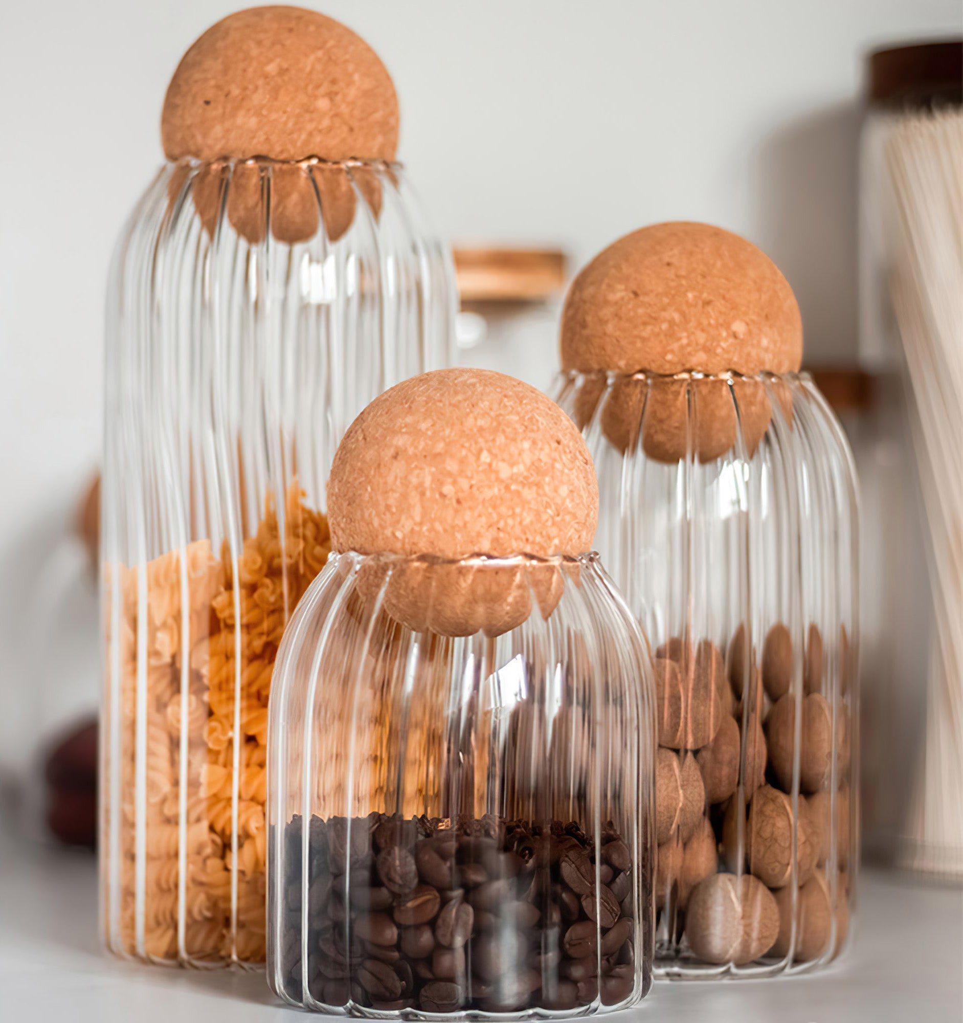 Striped Cork Sealed Glass Jars