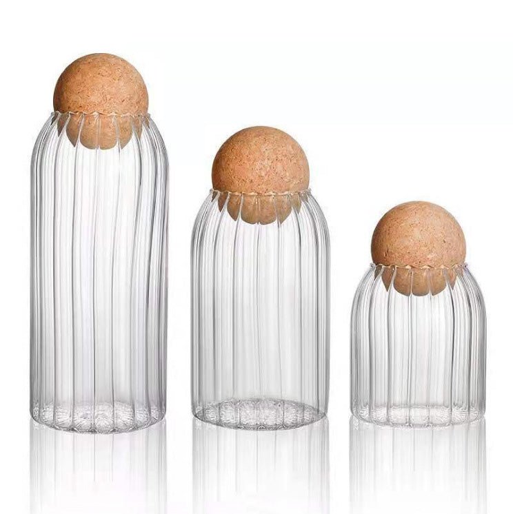 Striped Cork Sealed Glass Jars