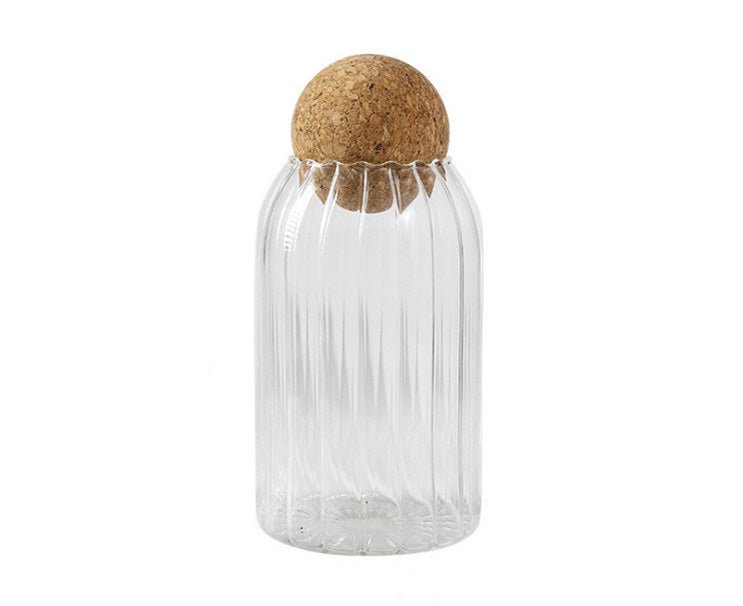 Striped Cork Sealed Glass Jars