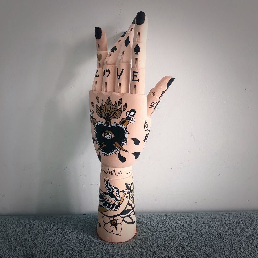 Tattooed Mannequin Hands Sculpture | Jewelery holder