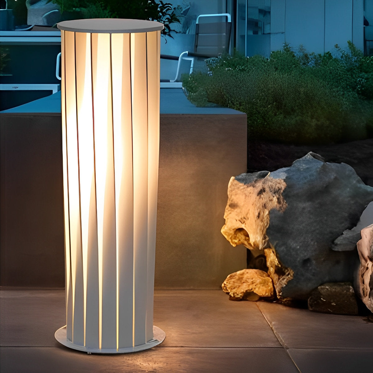 Lanterne LED en métal torsadé, imperméable, blanche, moderne, lumière solaire pour pelouse