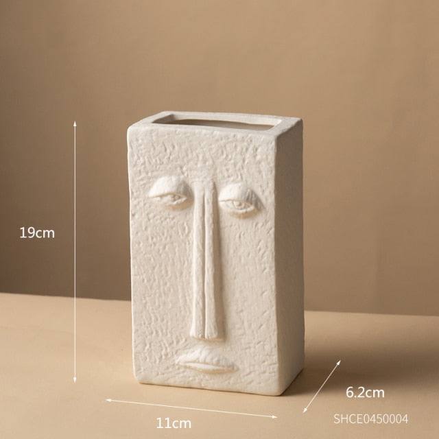 Unique Ceramic Abstract Face Vase - Modern Decorative Art for Home Decor