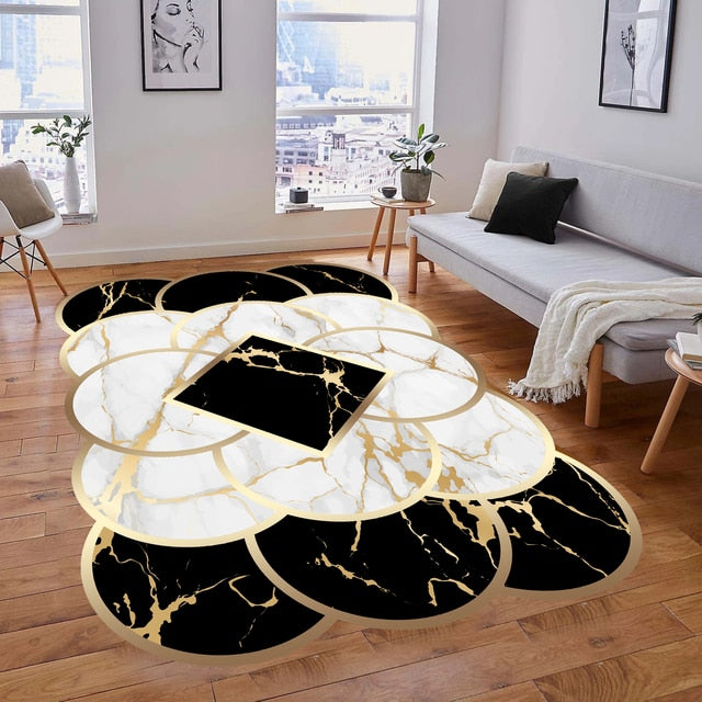 Tapis européens de luxe à finitions dorées – Grands tapis lavables pour salon et chambre à coucher