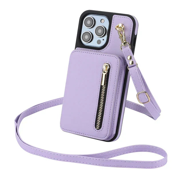 Cartera de lujo con cremallera y cuerpo cruzado Funda y vinilo para iPhone