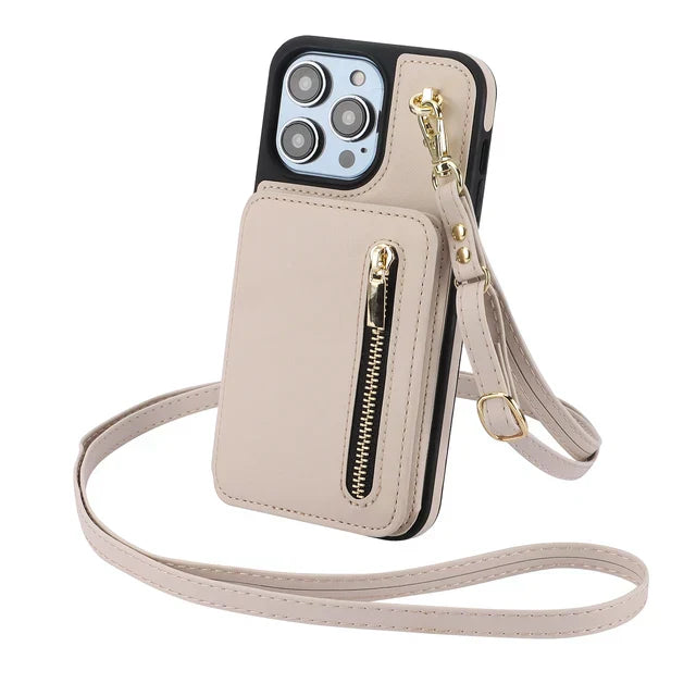 Cartera de lujo con cremallera y cuerpo cruzado Funda y vinilo para iPhone