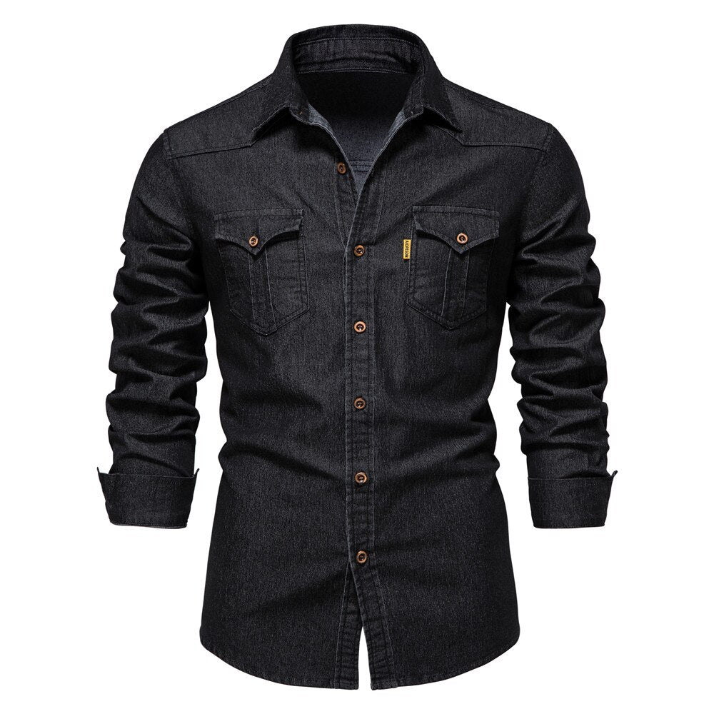 George - Camicia in denim di cotone elasticizzato