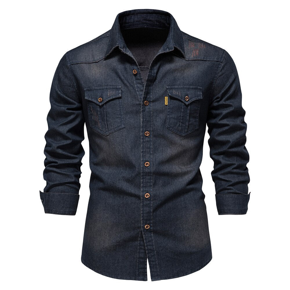 George - Camicia in denim di cotone elasticizzato