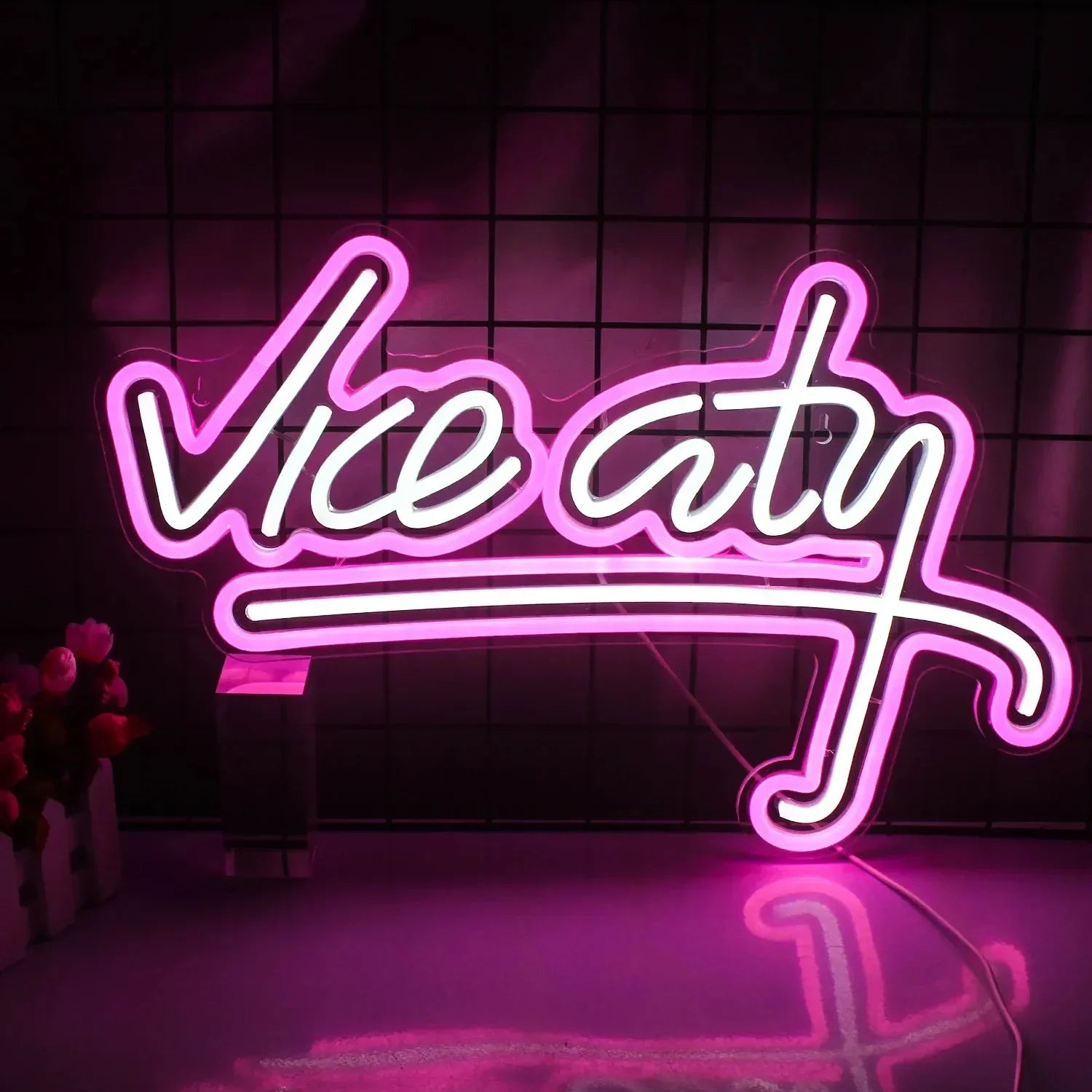 Neonowy znak LED w kolorze różowym Vice City