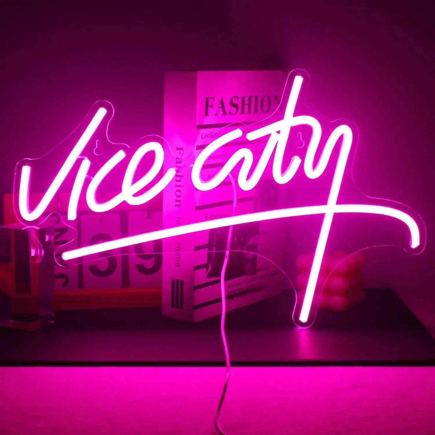 Insegna al neon a LED rosa Vice City