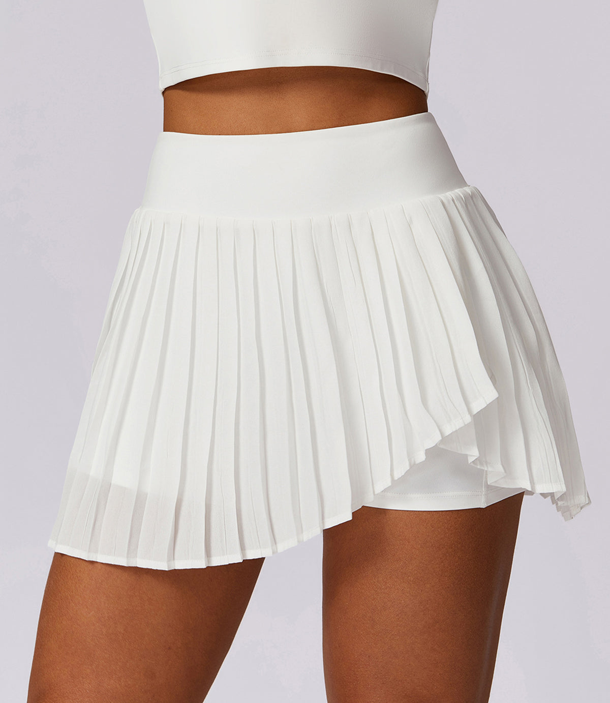 High Waisted Pleated Pocket Skort